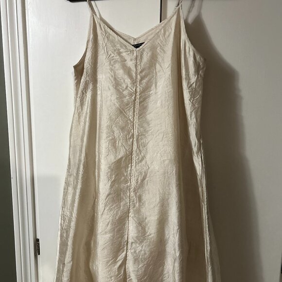 Peruvian Connection Size Small Silk Slip Dress Color Oyster - Picture 4 of 7